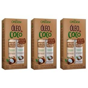 Origem - Kit Óleo de Coco Shampoo + Condicionador 300ml - Kit com 03
