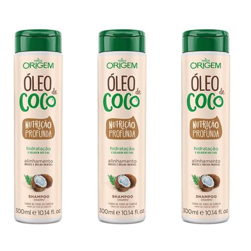 Origem Óleo de Coco Shampoo 300ml (kit C/03)