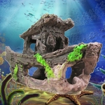 Ornamento do tanque de peixes de aquário Navio ornamental escondido Caverna Paisagem Acessórios subaquáticos de aquário