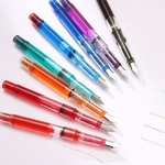 Os alunos Transparente Piston Preencha Fountain Manuscrito Pen inoxidável Pen Nib Aço