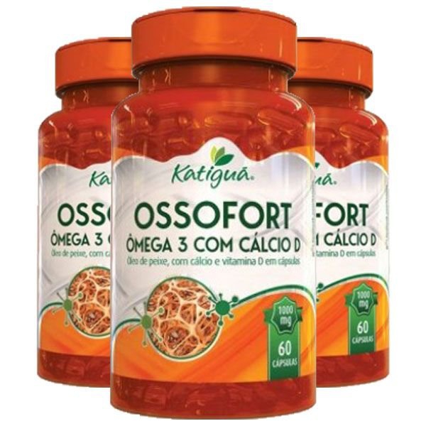 Ossofort (Ômega 3 + Cálcio D) - 3 Unidades de 60 Cápsulas - Katigua