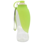 Outdoor portátil Cão que bebe da garrafa de água Silicone alimentador Água Pet com cordão (verde)