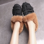 Outono e peles Inverno Sapatos fundo plano sapatos femininos sapatos de veludo Rabbit Fur