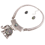 Oyang Moda Elephant Old Silver Jewelry Costume Vintage charme jóias colar brincos set terno para Womens