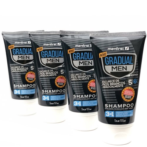 Pack com 4 Shampoos Redutores de Brancos Gradual Men | Menfirst