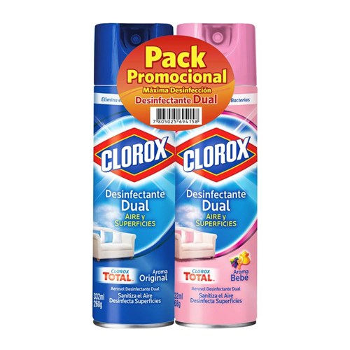 Pack Desinfectantes: Dual Spray Clorox 332 Ml Aroma Original, Dual Spray Clorox 332 Ml Aroma Bebé