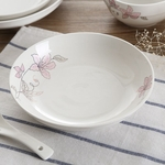 1PC 8Inches Stackable Lily Pattern Ceramic Tableware Plate for Dinner