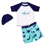 Padrão Crianças Meninos Swimsuit tubarão Praia Protetor solar Top Shorts Hat Redbey