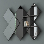 Painel Espelho Decorativo Quadriculado em MDF - Preto