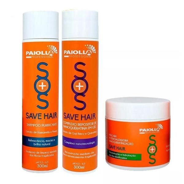 Paiolla Kit Cauterização Capilar Save Hair - 3 Produtos