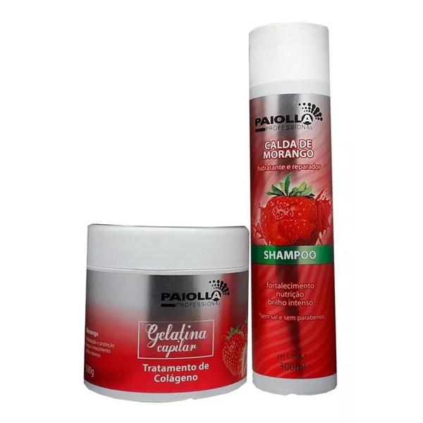 Paiolla Kit Shampoo Morango 300ml + Gelatina Capilar 500g