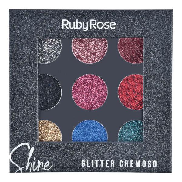 Paleta de Sombra Shine Glitter Black - Ruby Rose
