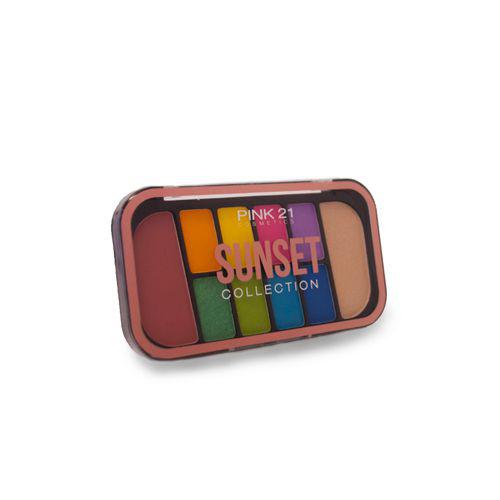Paleta de Sombras com Blush Iluminador - Sunset PINK 21 - COD 02