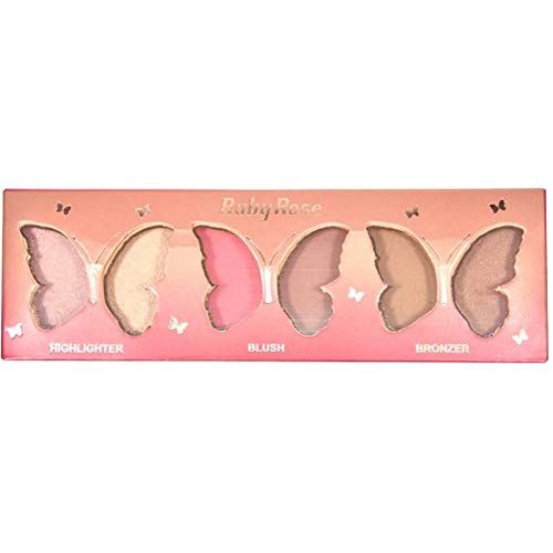 Paleta Face Kit Butterfly Iluminador, Blush e Bronzer HB-7519
