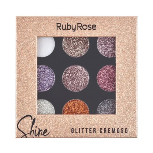 Paleta Shine de Glitter Cremoso 9 Cores - Ruby Rose