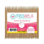 Palito de Madeira Pinus 500 unidades Miss Bela Ponta/chanfro para Manicures