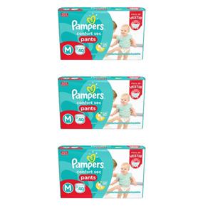 Pampers Comfort Sec Pants Fralda Infantil M com 40 - Kit com 03