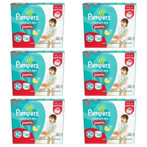 Pampers Comfort Sec Pants Fralda Infantil XG com 30 - Kit com 06