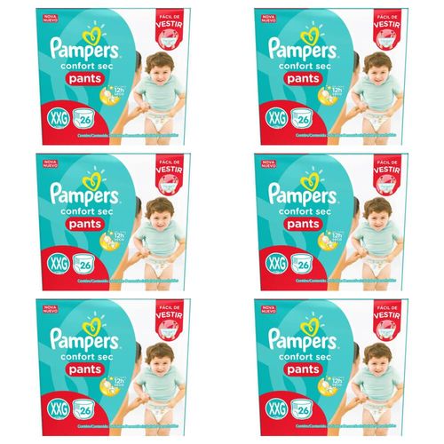 Pampers Comfort Sec Pants Fralda Infantil Xxg C/26 (kit C/06)