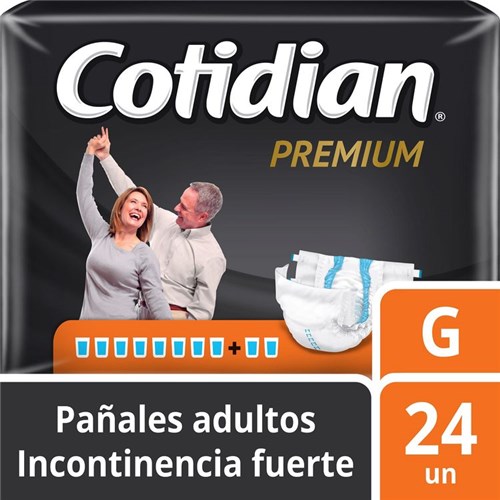 Pañales de Adulto Cotidian Premium Incontinencia Fuerte Talla G 24 Unid.