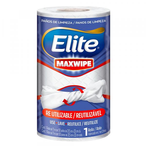 Pano de Limpeza Reutilizável Elite Maxwipe - 50 Panos - Softys