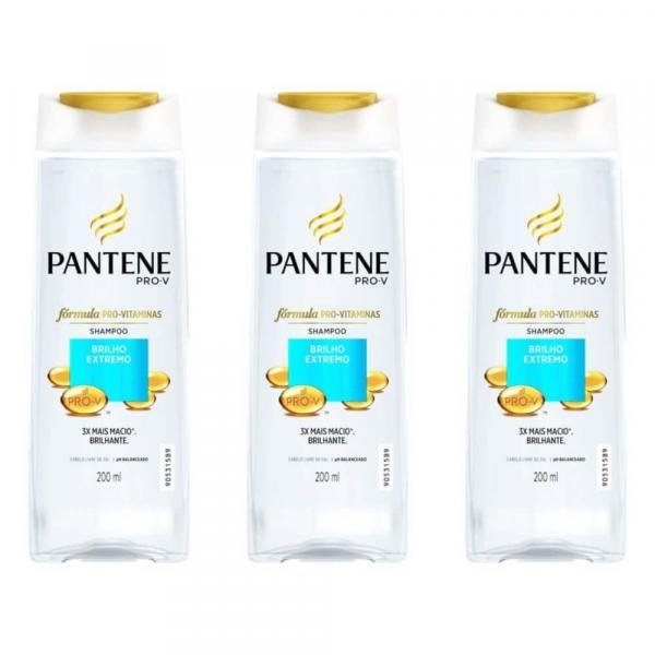 Pantene Brilho Extremo Shampoo 200ml (Kit C/03)