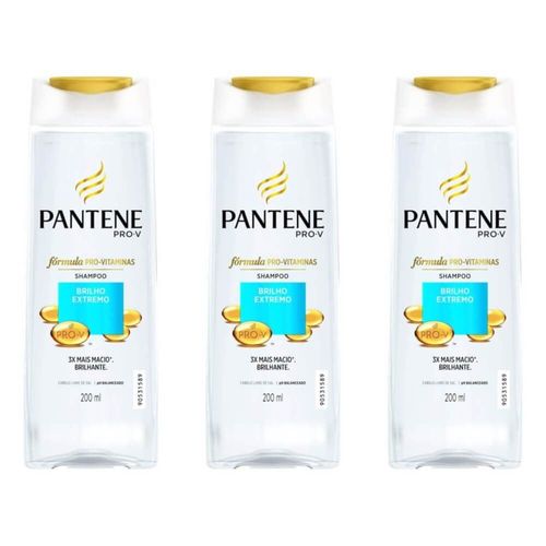Pantene Brilho Extremo Shampoo 200ml (kit C/03)