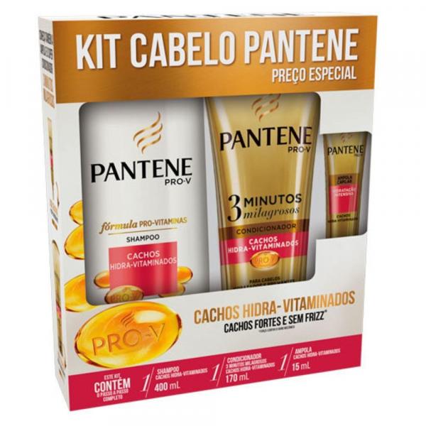 Pantene Cachos Hidra-Vitaminados Kit - Shampoo + Condicionador 3 Minutos + Ampola