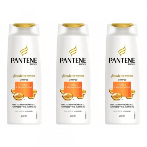 Pantene Força e Reconstrução Shampoo 400ml (Kit C/03)