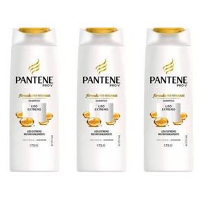 Pantene Liso Extremo Shampoo 175ml - Kit com 03