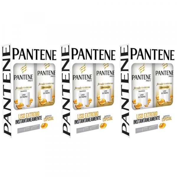 Pantene Liso Shampoo + Condicionador 175ml (Kit C/03)