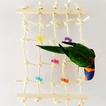 Papagaio Escalada Líquido Brinquedo Natureza Corda Balanço Suporte Escada de Rede Para O Pássaro Colorido Talão Mastigar Brinquedos Suprimentos para Animais de Estimação 30X38 cm