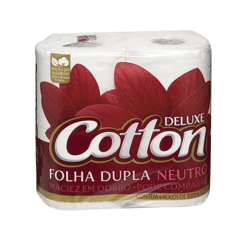 Papel HIGIÊNICO Deluxe Cotton - Folha Dupla Neutro - 4 Rolos