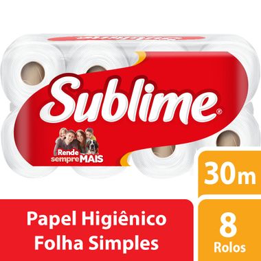 Papel Higiênico Sublime Folha Simples 8X30m Fd. C/ 8 Pct.
