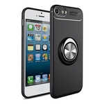 HAO Para iPhone 5 / 5S / SE macia Silica Gel Phone Case Proteção Integral Anti-queda com rotativa anel de metal Bracket Mobile phone shell