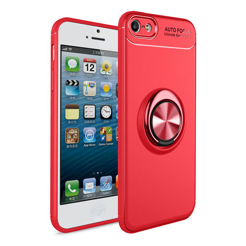 Para Iphone 5 / 5s / se Macia Silica Gel Phone Case Proteção Integral Anti-queda com Rotativa Anel de Metal Bracket