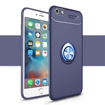 Para iPhone 6 / 6S macia Silica Gel Phone Case Proteção Integral Anti-queda com rotativa anel de metal Bracket