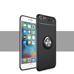 Para iPhone 6 / 6S macia Silica Gel Phone Case Proteção Integral Anti-queda com rotativa anel de metal Bracket