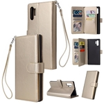 Para Samsung NOTA 10 PU completa de protecção à prova de choque de telefone caso capa com 9 cartão Slots Suporte Lanyard
