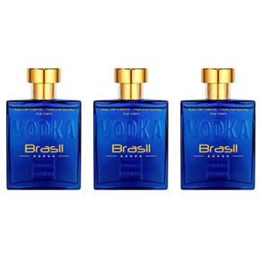 Paris Elysees Vodka Brasil Blue Perfume 100ml - Kit com 03