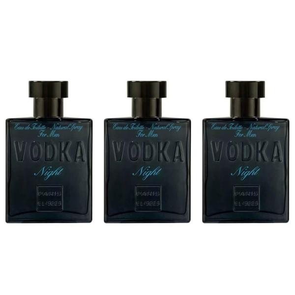 Paris Elysees Vodka Night Perfume Masculino 100ml (Kit C/03)
