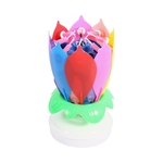 Parte inferior do bolo Topper Multicolor Lotus Flower Candle Blossom Musical Rotating Rodada