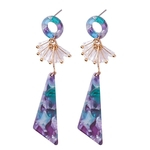 Partido Moda Círculo Triângulo Faux Crystal Beads Women Long Dangle Stud Earrings