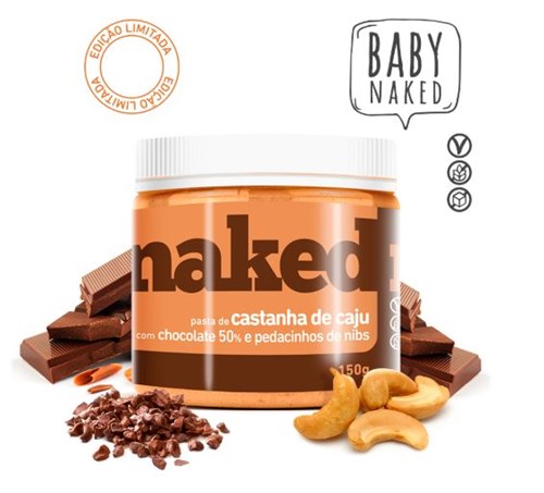 Pasta de Castanha de Caju com Chocolate 50% e Pedacinhos de Nibs - Naked Nuts - 150g