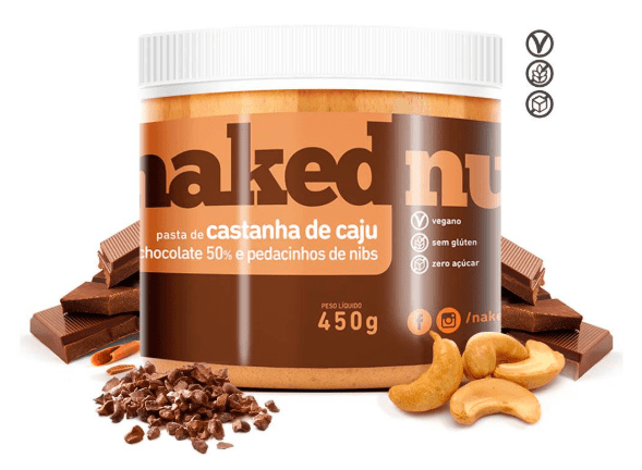 Pasta de Castanha de Caju com Chocolate 50% e Pedacinhos de Nibs - Naked Nuts - 450g