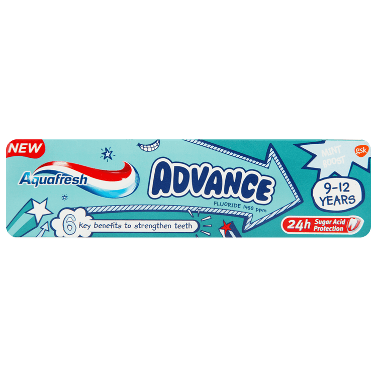 Pasta Dental Aquafresh Advance 9-12 Años 75 Cc