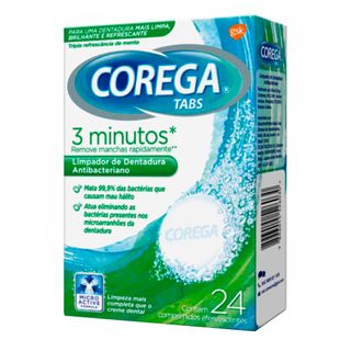 Pastilhas de Limpeza de Dentadura Corega - Corega Tabs Limpador de Dentaduras 24Un