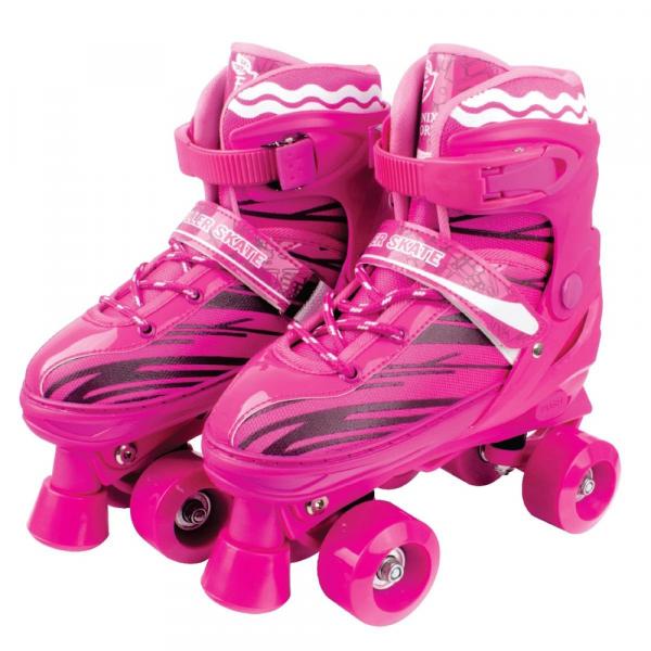 Patins Ajustável Roller Skate - Rosa - Fênix Rosa