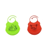 2 Pces Babadores De Bebê Silicone Confortável Macio Crianças Alimentando Babadores Vermelho/verde