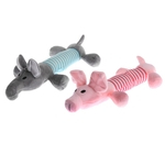 2 Pces Cão De Estimação Mastigar Rangido Som Molares Brinquedos Elefante Cinza + Rosa Porco